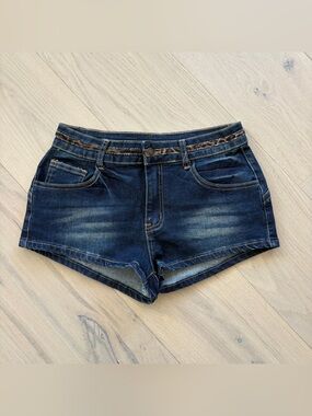 Leopard Denim Shorts